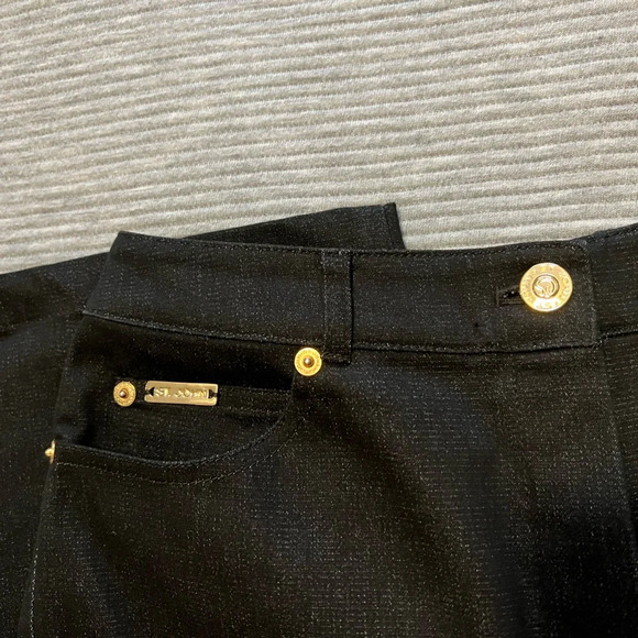 Women’s Vintage St. John Sport Black Denim 2 Piece Suit Jacket Trouser Pants 2 P - Picture 9 of 14